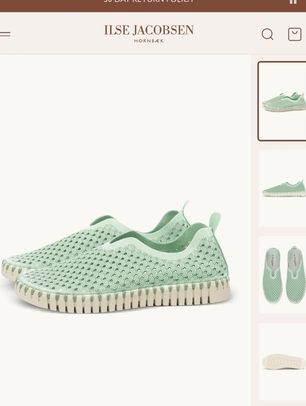 Ilse Jacobsen Hornbaek Aqua Green Tulip Perforated Leather Slip-On Flats 7 EU 37